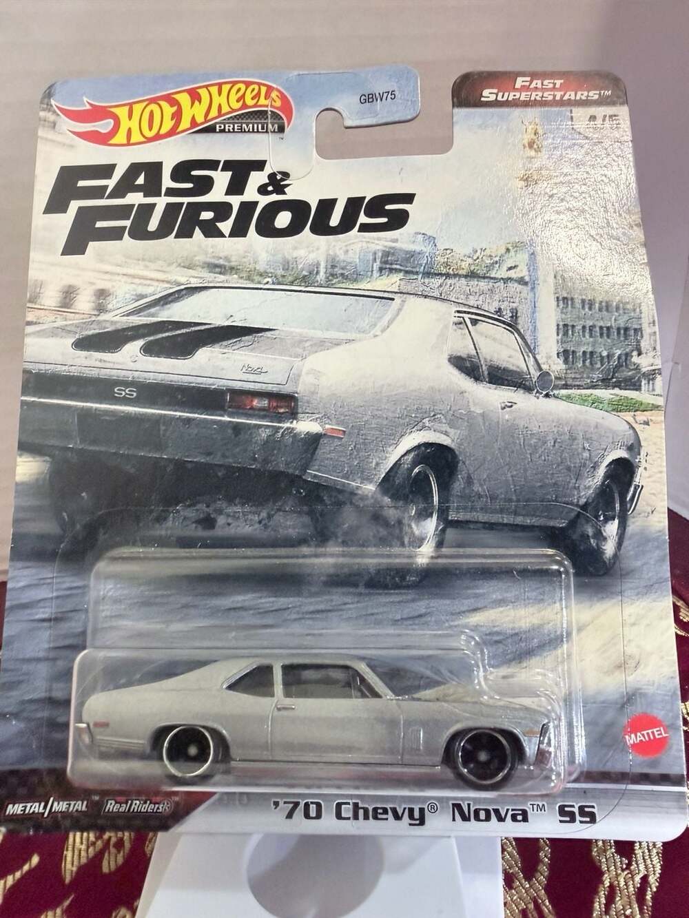 Hot Wheels Fast & Furious '70 Chevy Nova SS Silver Diecast Car